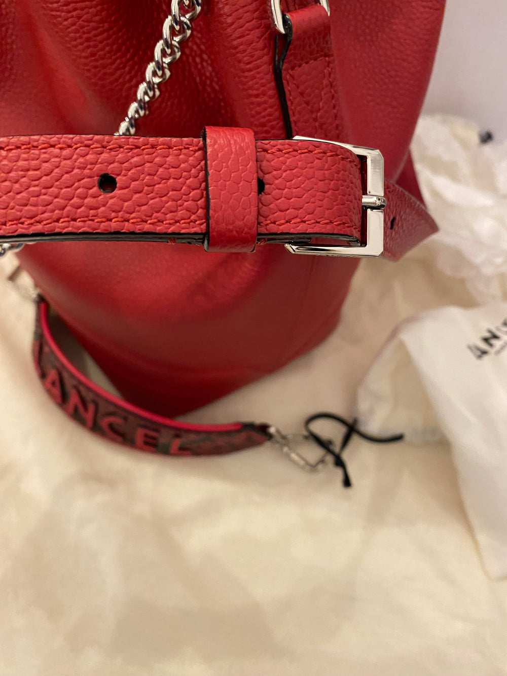 Pre Loved Ninon de Lancel Red Bucket Bag (new)