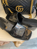 Pre Loved Gucci Rubber Logo Platform Slides UK 6 (excellent)