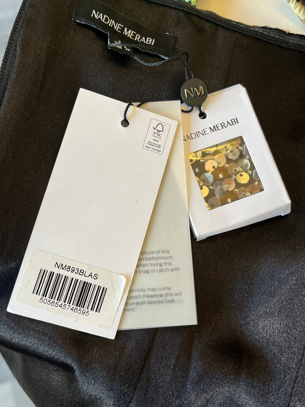 Pre Loved Nadine Merabi Paige Silver Sequin Corset Top UK8 (excellent)