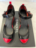 Pre Loved Chanel Black & Red Wedges UK 4