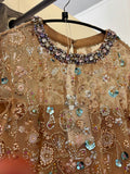 Pre Loved Self Portrait Champagne Sequin Embroidered Midi Dress UK 8 (new)