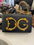 Pre Loved Dolce & Gabbana Black Baroque DG Girls Shoulder Bag