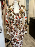 Pre Loved Dolce & Gabbana cream with brown & orange flower body con dress and blouse - Size S