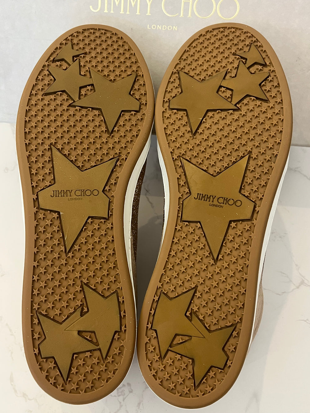 Pre Loved Jimmy Choo Nude Glitter Trainers UK8 (excellent)