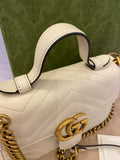 Pre Loved Gucci Marmont Small Top Handle Handbag in White (Cream) pristine as new