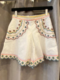 Pre Loved Zimmerman Embroidered Linen White Shorts UK6