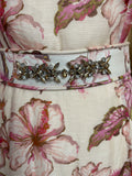 Pre Loved Zimmerman Pink Floral Dress & Jewelled Belt Size 0 U.K. 8 (New+Tag)