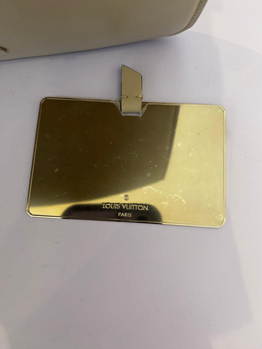 Pre Loved Louis Vuitton Vintage Leather Monogram Metal Cabaret in Beige