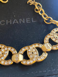 Pre Loved Chanel Gold Tone &  Crystal CC Bracelet - Excellent