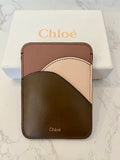 Pre Loved Chloe Walden Leather Card Holder Wallet - Pink/Brown/Nude - Five card inserts (New)
