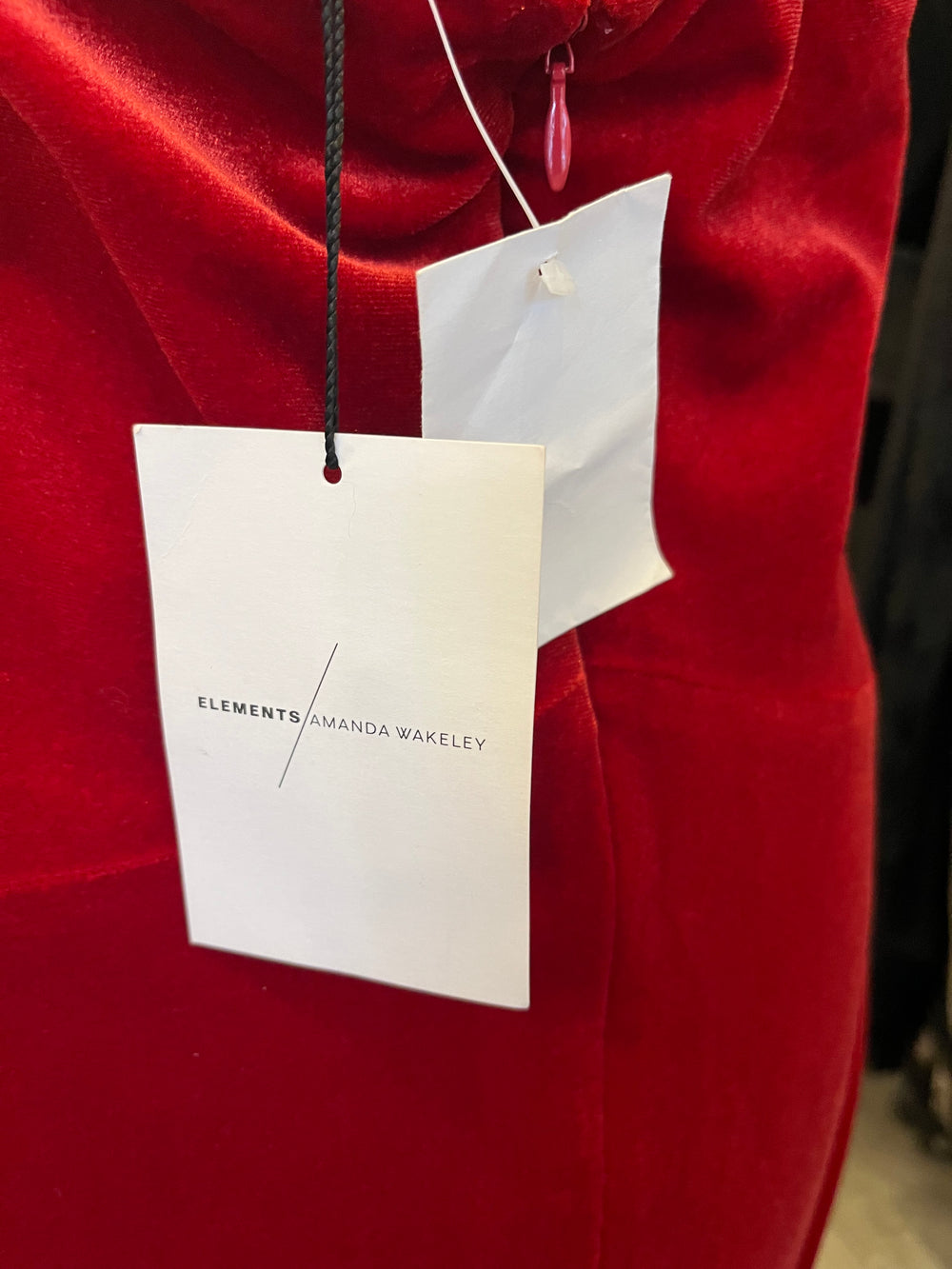 Pre Loved Amanda Wakeley Red Velvet Halter Neck Dress fits UK10-12