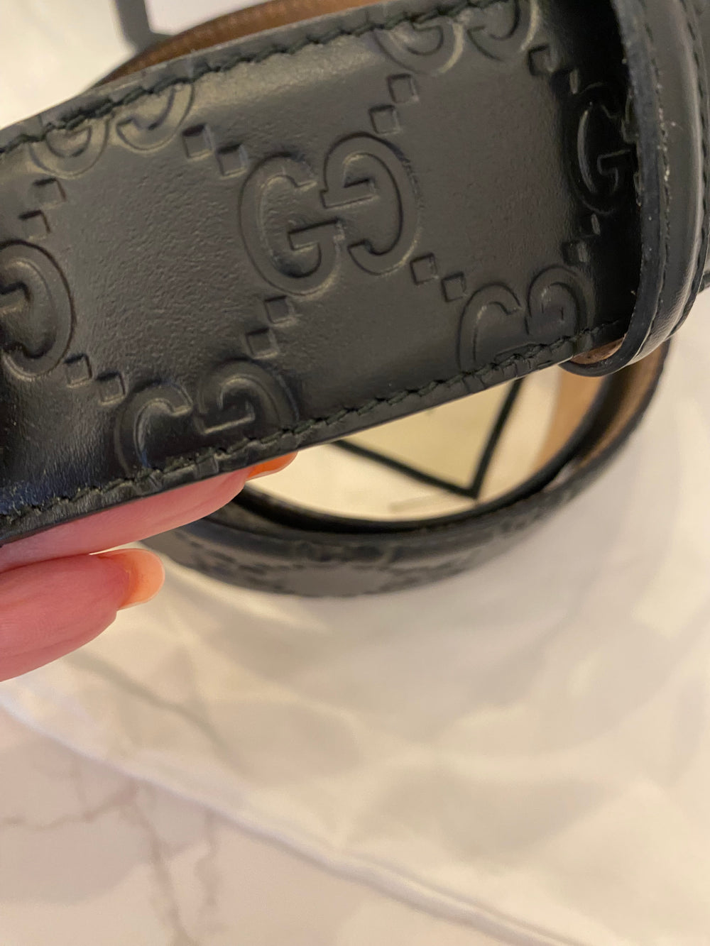 Pre Loved Gucci Black GG Interlocking Buckle Belt 80cm (fits uk 8-10)