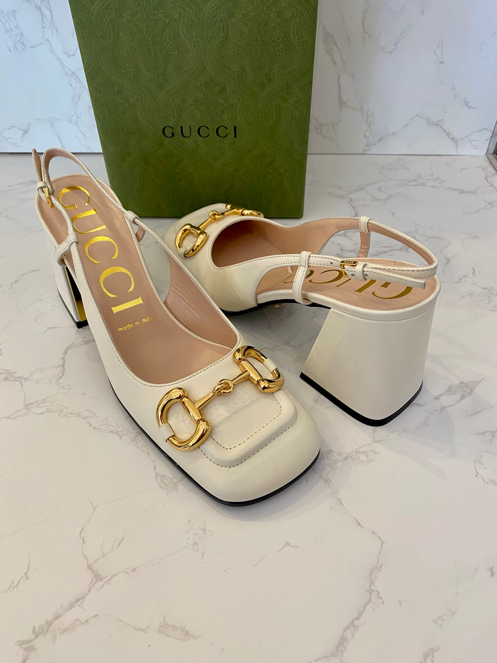 Pre Loved Gucci Cream Horsebit Sandals UK 5 - NEW
