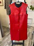 Pre Loved Marni Red Leather Dress/Gilet FR38  UK10