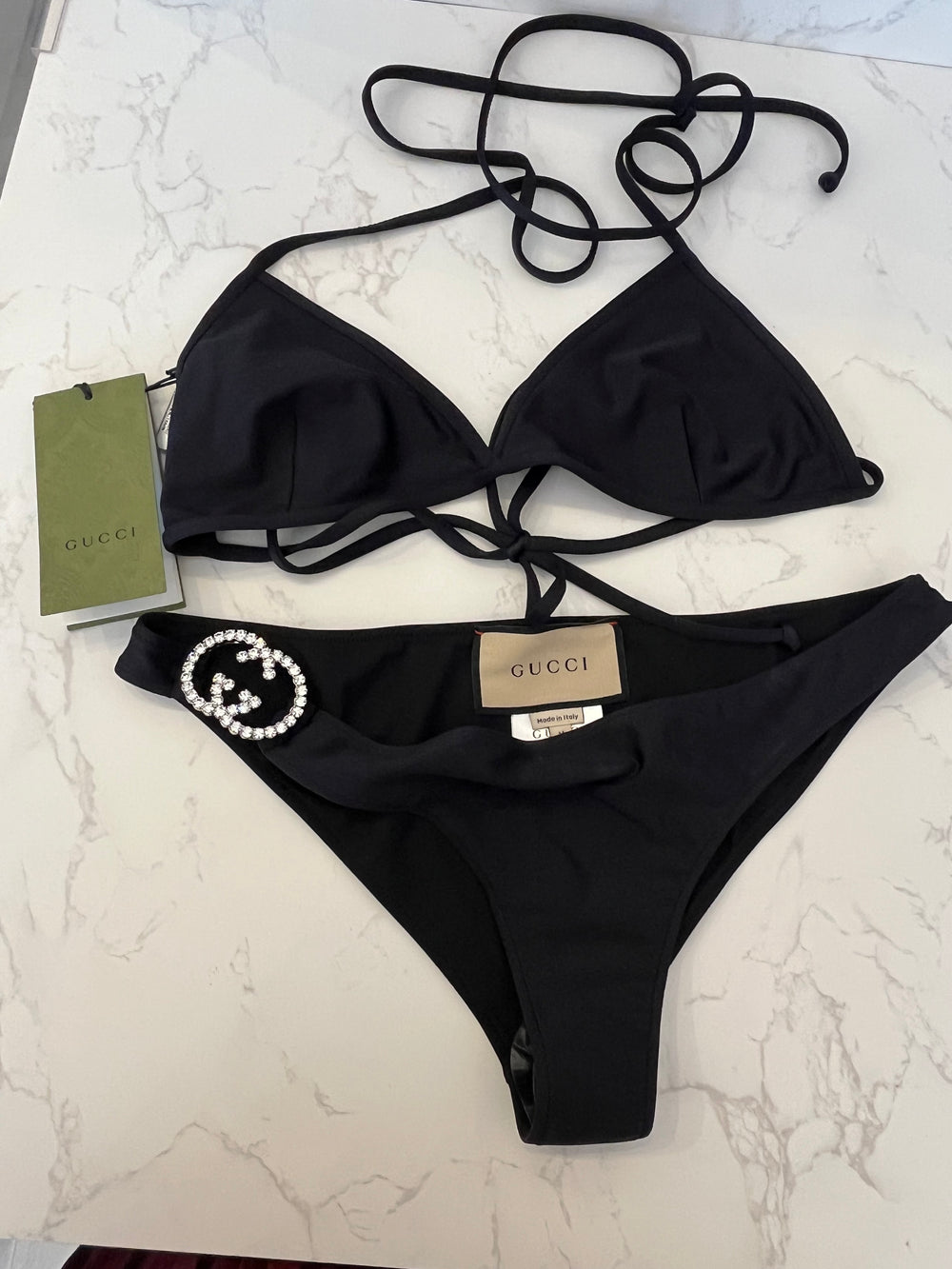 Pre Loved Gucci Bikini Crystal GG New with Tags