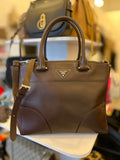 Pre Loved Prada City Double Zip Tote in Chocolate