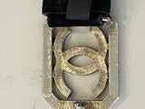 Pre Loved Chanel black Suede Belt With Crystal Embellisment UK12
