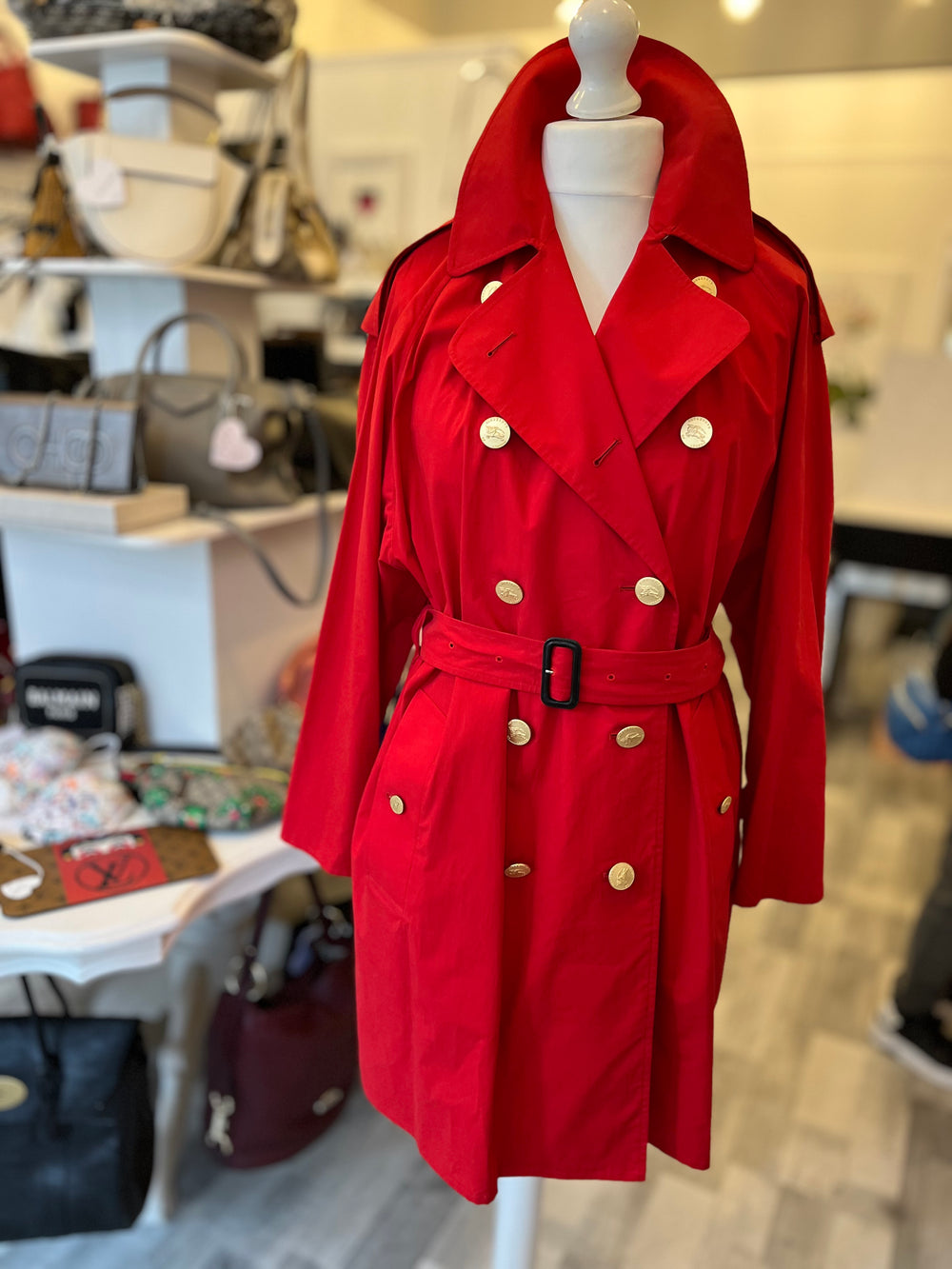 Pre Loved Burberry Red Trench Coat UK12