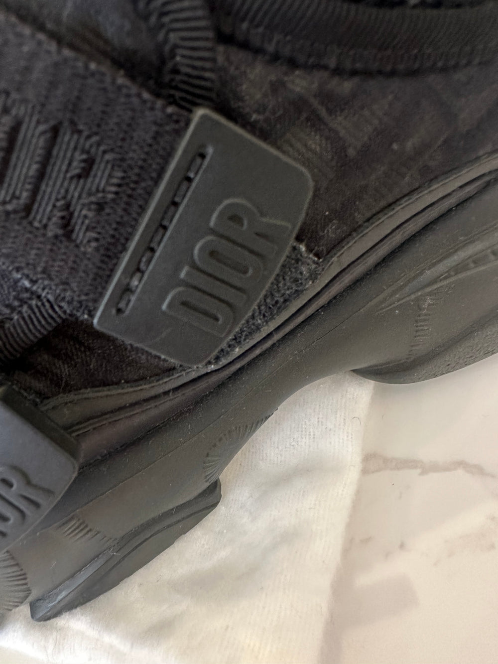 Pre Loved Christian Dior D-Wander Technical Cloth Black Sneakers    UK 3.5 (excellent)