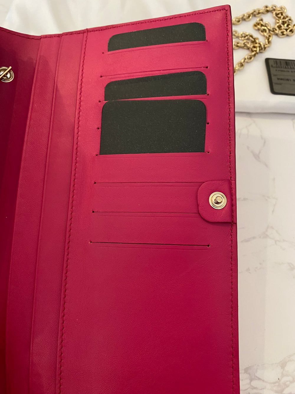 Pre Loved Fendi Patent Magenta Wallet on Chain (as new)