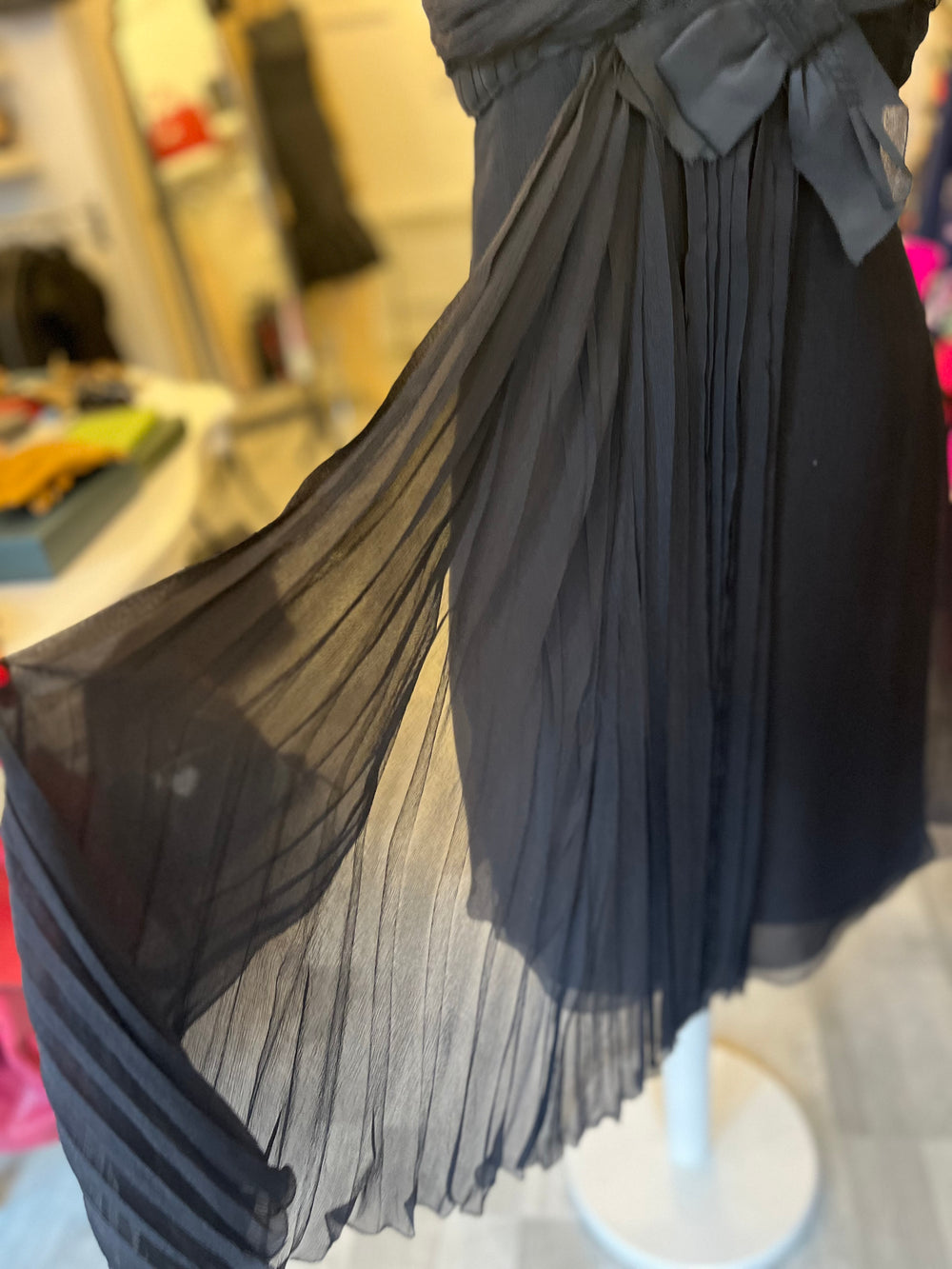 Pre Loved Prada Black Silk Bow Dress size 42 UK10