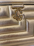 Pre Loved Jimmy Choo Avenue Gold Metallic Quilted Clutch (excellent)