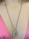 Pre Loved Vivienne Westwood Fitzrovia pendant necklace in platinum plated and white CZ (excellent)t)