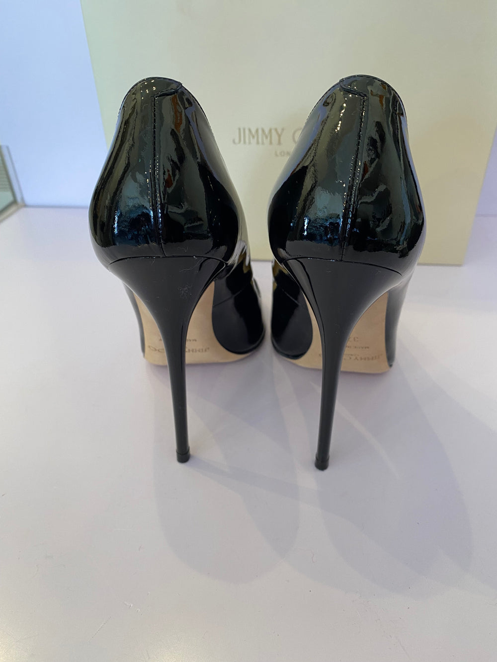 Pre Loved Jimmy Choo Anouk Black Patent Heels UK4.5 (excellent)