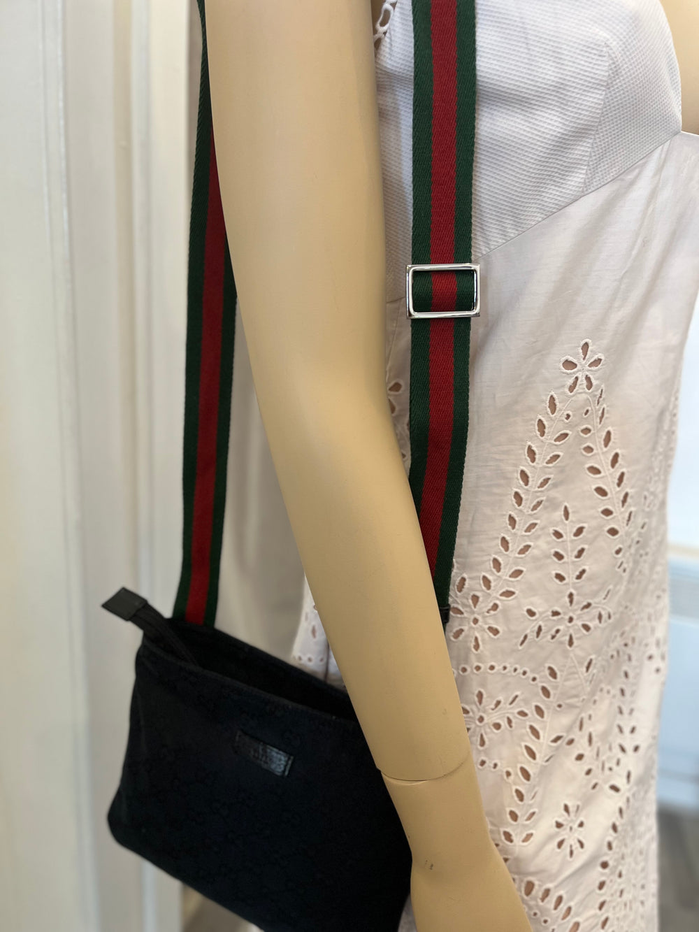 Pre Loved Vintage Gucci Black Monogram Canvas Messenger Bag