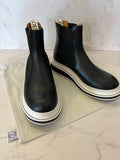 Loewe Terra leather chelsea boots in black & white leather UK 4
