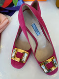 Pre Loved Prada Pink Suede Court Shoes UK6