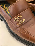Pre Loved Chanel Brown Quilted Loafers UK 5.5 (excellent)