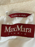 Max Mara Cream Wool Coat with Leather Belt UK 14 (fits 12-14)