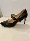 Pre Loved Gucci Sylvie Web Stripe Heels uk3.5