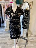 Galliano V Neck Sweater Dress / Tunic Handwriting Script size M