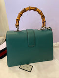 Pre Loved Gucci Green Leather Medium Dionysus Bamboo Top Handle (excellent)
