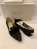 Pre Loved Jimmy Choo Black Devore Velvet Flats uk3 (new)