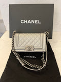 Preloved Chanel Boy Bag in Silver Metallic