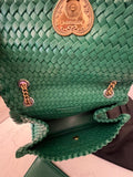 Pre Loved Dolce & Gabbana Devotion Shoulder Bag in Green Interwoven Leather with Pouch (excellent)