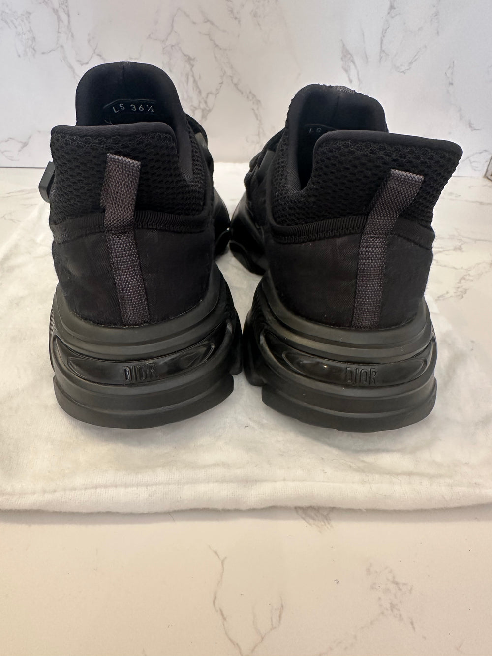 Pre Loved Christian Dior D-Wander Technical Cloth Black Sneakers    UK 3.5 (excellent)