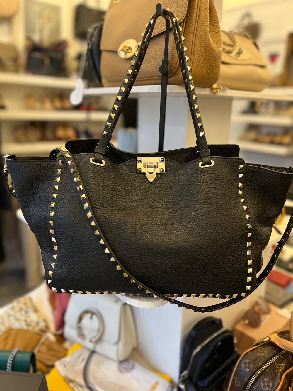 Pre Loved Valentino Garavani Rockstud Leather Tote Bag (excellent)