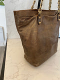 Pre Loved Gucci Vintage Princy Tote in Old Gold Leather with Gold Chain Shoulder Straps