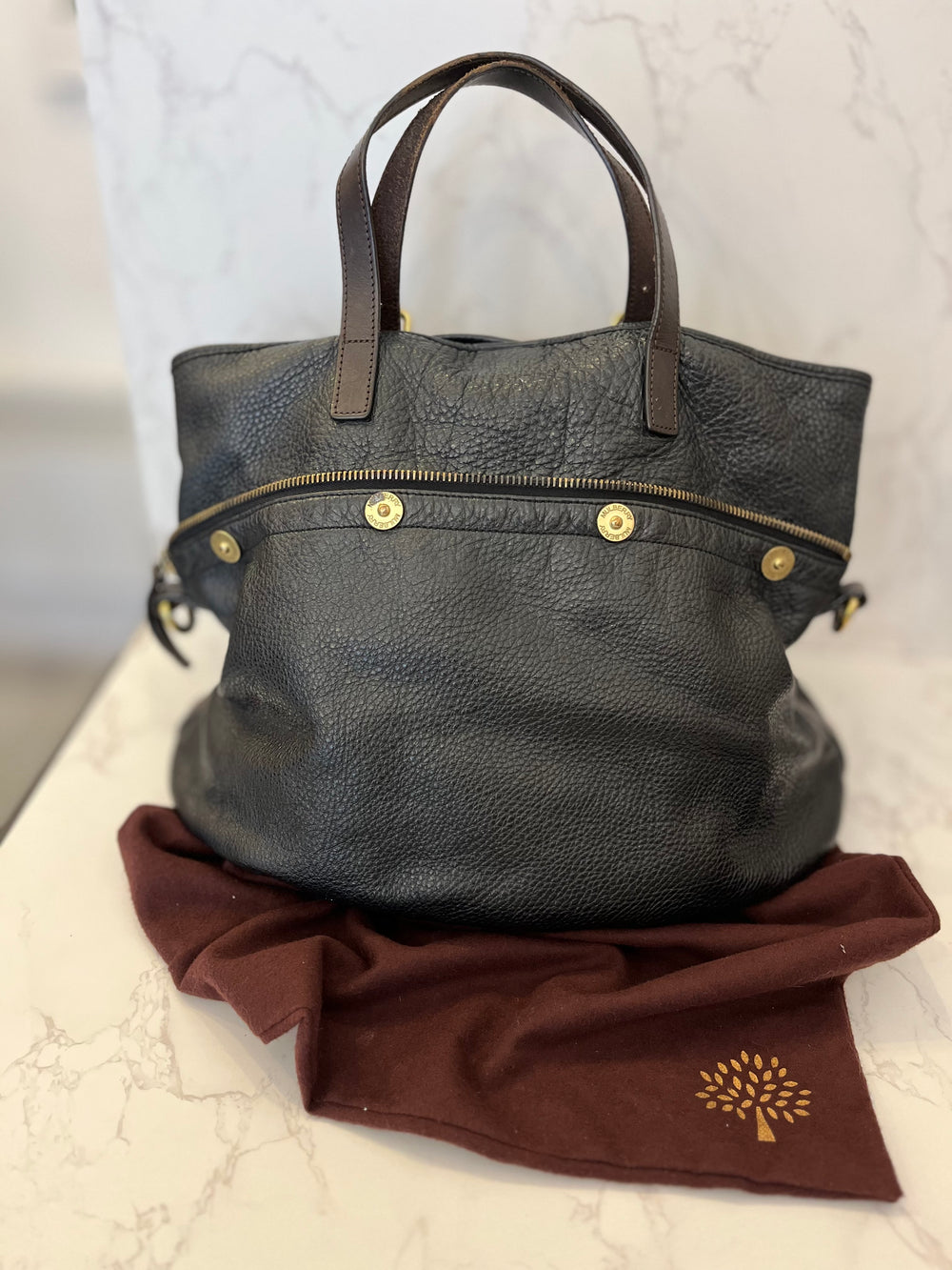 Pre Loved Mulberry Mitzy Hobo in Black Leather