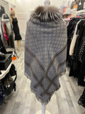 Pre Loved Gucci Fur Trimmed Shawl in Grey