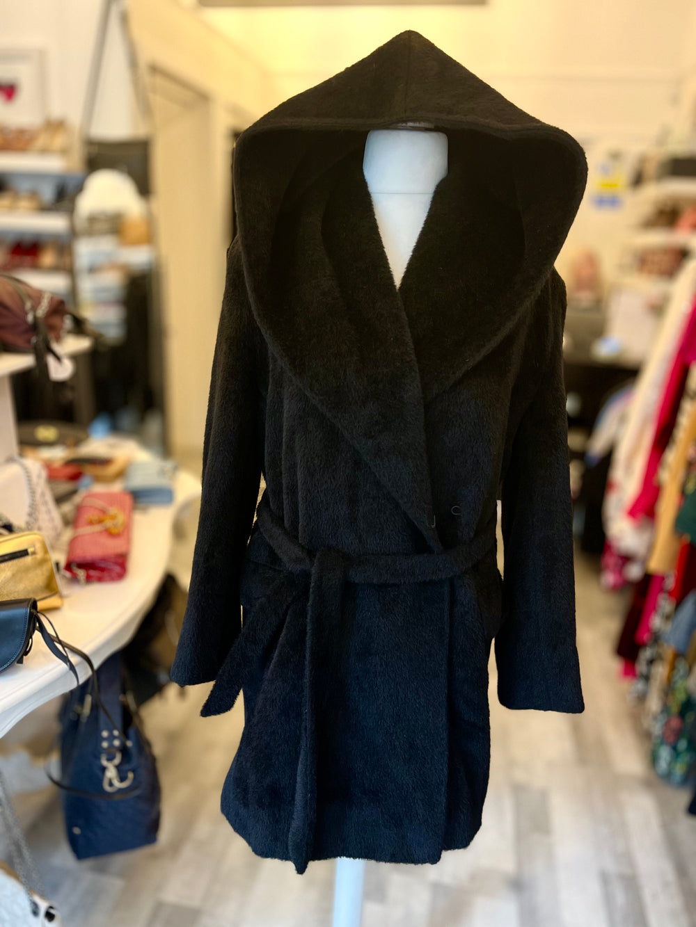 Pre Loved Max Mara Alpaca Hooded Coat UK 10