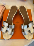 Pre Loved Hermes Silver Leather Oasis Sandal UK 5 **reserved**