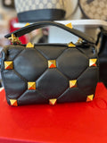 Valentino Garavani Black Leather Roman Stud Bag