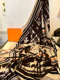 Pre Loved Hermes Gents Collection Imprimeur Fou Sequences Cashmere & Silk Shawl (new)