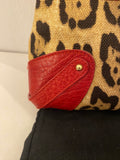 Pre Loved Vintage  Dolce & Gabbana Red Leather and Leopard Canvas Pochette