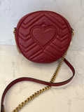 Pre Loved Gucci GG Marmont Matelasse Round Shoulder/Crossbody in Deep Red